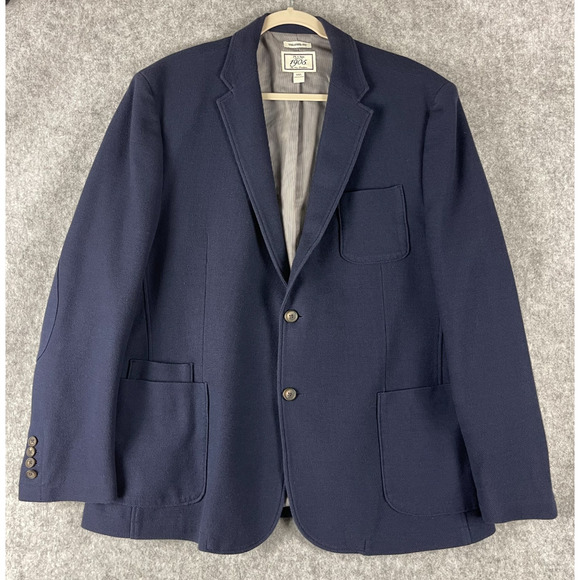 Jos A Bank 1905 Blazer Sport Coat Mens XXL Blue Elbow Patch Tailored Fit Career - Picture 1 of 16